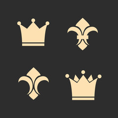 Crown and fleur de lis icons - obrazy, fototapety, plakaty