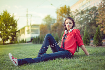 Girl and headphones.