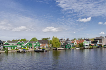 Fototapeta na wymiar Typical buildings at Zaanse Schans, Amsterdam, Holland