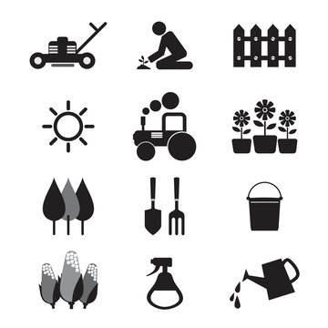 Agricultural Equipment Icons.