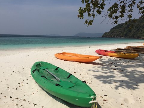 Canoe at beach in myanmar island
