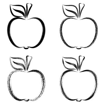 Black vector brush strokes apples