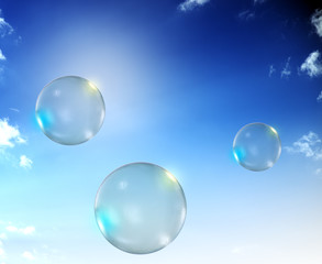 Fototapeta na wymiar Bubbles in blue sky
