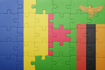 puzzle with the national flag of zambia and romania