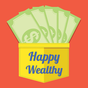 Happy Wealthy Vector Illustration.