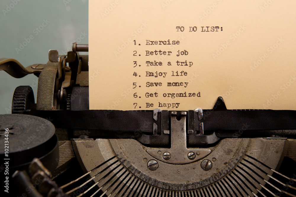 Poster to do list typed on the typewriter