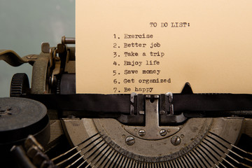 To do list typed on the typewriter