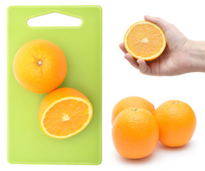 Set of images of orange isolated on white