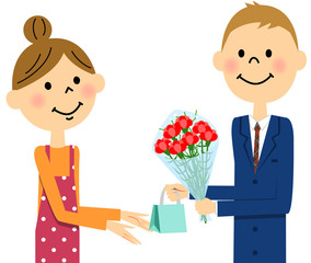 母の日　親子　カーネーション