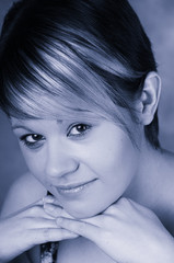 Naklejka premium Cool blue toned Shot of a Confident Young Office Woman . Plain
