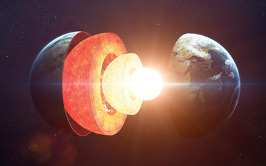 Earth core structure. Elements of this image furnished by NASA - obrazy, fototapety, plakaty