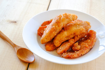 Thai snack sweetened fried banana fritters