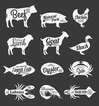 Butcher Shop and Seafood Shop Labels