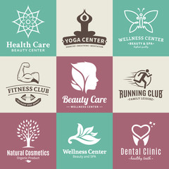 Set of vector beauty and health logo, icons and design elements
