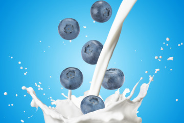 Milk Splash With Blueberries