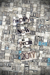 Happy New Year 2017  - caracteres d'imprimerie en plomb 