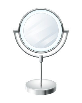 Realistic blank round make up mirror.