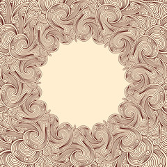 Brown engraving round frame