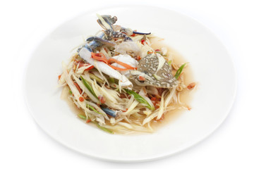 spicy papaya salad with blue crab, som tum poo ma