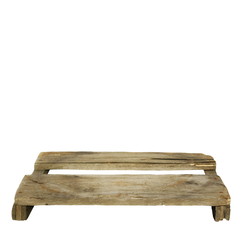 old wooden warehouse pallet isolated on white background, design element