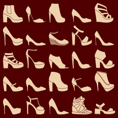 Set of 25 fashionable shoes