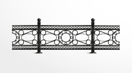 A decorative fence. Vector illustration. Black and white view.