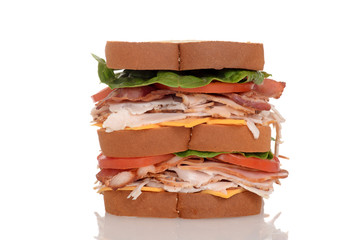 closeup chicken club sandwich