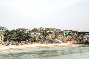 The coast line of Jamestown, Accra, Ghana.