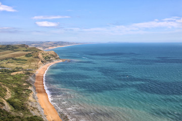 Fototapeta na wymiar View from Dorset's Golden Cap, looking east. 