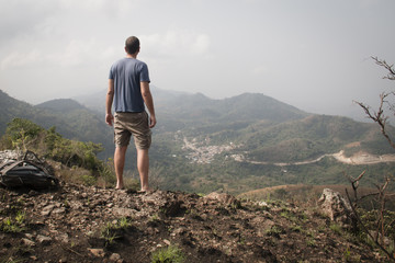 Fototapeta premium Landscape with man in Amedzofe, Volta Region, Ghana.