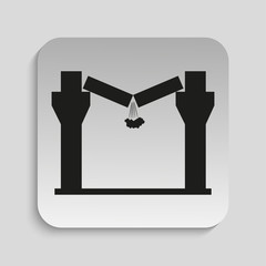 Danger sign. The collapse of the ceiling. Vector icon.