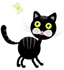 Kitten and butterfly