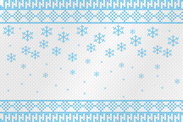 Figure embroidered cross on a rough cloth. Snowflakes and patterns. Vector illustration.