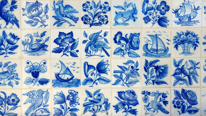 typical blue tiles in portugal