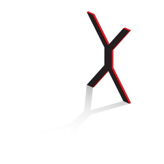 Letter  of the Latin alphabet. Volumetric drawing with shadow. Vector illustration.