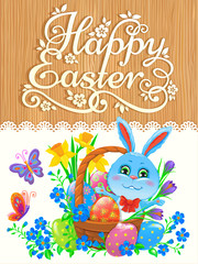 Wooden banner with bunny Easter