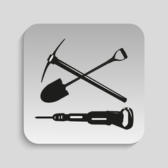 Symbol. Repair work on the road. Vector icon.