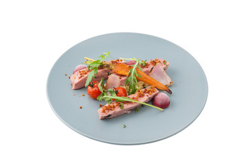 Roasted duck breast in modern style
