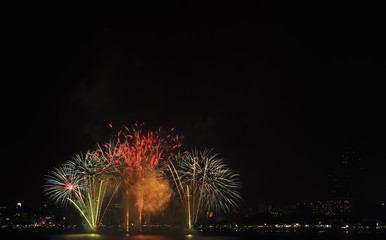 Pattaya International fire work in 2015, Fire work of thailand show, Pattaya Thailand 2015, For use...