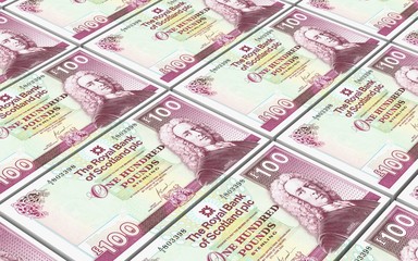 Scotland pound bills stacks background.