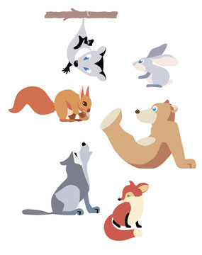 Vector set of animals isolated on white background.