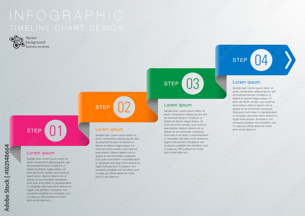 Sticker infographic vector background 4-step process