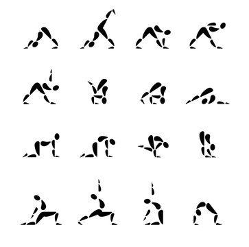 Icon, Symbol, Piktogramm, Yoga, Meditation, &Uuml;bungen, Frauen, Dehnung