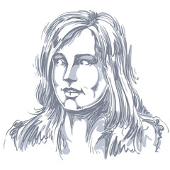 Vector portrait of attractive woman, illustration of good-looking