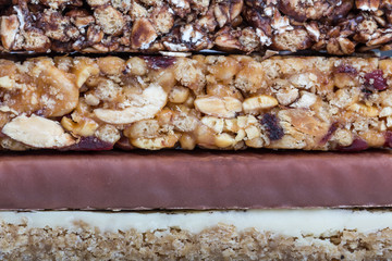a variety of muesli bars background