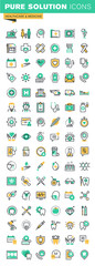 Modern thin line icons set of health treatment services, online medical support, medical research, dental treatment and prosthetic.