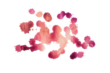 Abstract watercolor aquarelle hand drawn colorful shapes art red color paint or blood splatter stain