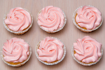 Cupcakes with pink cream