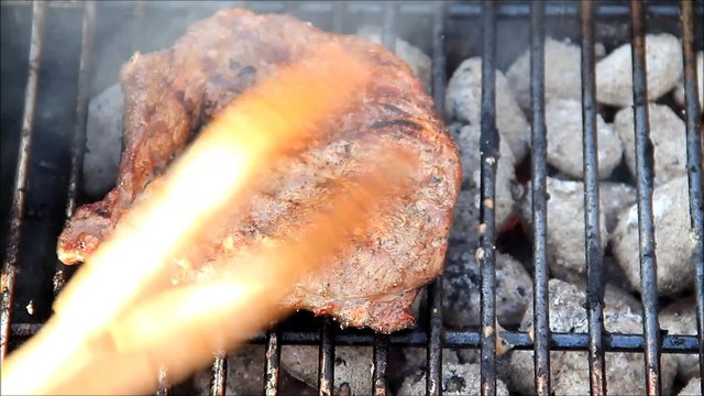 grilling juicy steak, barbecue
