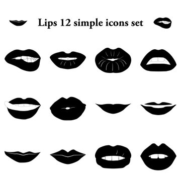 Lips 12 simple icons set